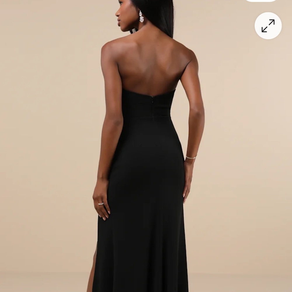 Lulu's Black Strapless Gown - Picture 3 of 8
